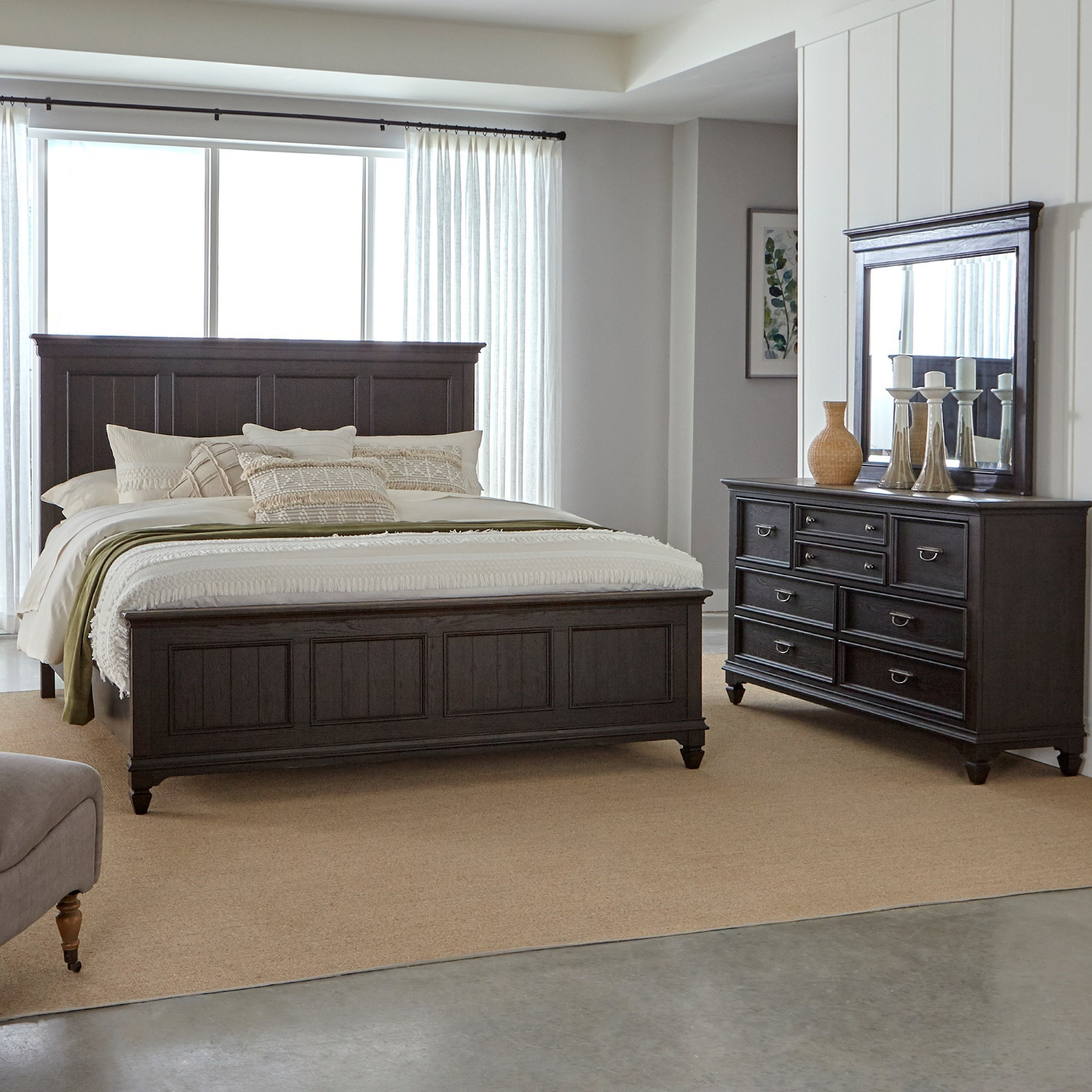 Liberty Furniture Allyson Park 417b Br Kpb Cottage King Panel Bed With Crown Molded Headboard